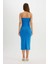 Bodycon Vücudu Saran Straplez Fitilli Kaşkorse Midi Abiye Elbise D4440AX24HS 5