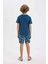 Erkek Çocuk Pijama Takımı Bisiklet Yaka Baskılı Kısa Kollu Şort 5