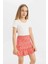 Kız Çocuk Slim Fit Dar Kesim Bisiklet Yaka Basic Düz Fitilli Kaşkorse Kısa Kollu Tişört C4510A824SM 1