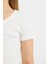 Kız Çocuk Slim Fit Dar Kesim Bisiklet Yaka Basic Düz Fitilli Kaşkorse Kısa Kollu Tişört C4510A824SM 4