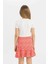 Kız Çocuk Slim Fit Dar Kesim Bisiklet Yaka Basic Düz Fitilli Kaşkorse Kısa Kollu Tişört C4510A824SM 5