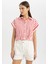 Crop Çizgili Kısa Kollu Poplin Gömlek C8748AX24SM 4