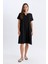Regular Fit Apaş Yaka Basic Düz Bürümcük Kısa Kollu Midi Elbise D3834AX24SM 1