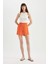 Relax Fit Paperbag Bel Geniş Paça Keten Karışımlı Şort D3944AX24SM 2