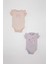Kız Bebek Yenidoğan Bisiklet Yaka Dinazor Baskılı Penye 2'li Kısa Kollu Çıtçıtlı Body C9485A524SM 1