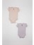 Kız Bebek Yenidoğan Bisiklet Yaka Dinazor Baskılı Penye 2'li Kısa Kollu Çıtçıtlı Body C9485A524SM 4