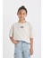 Kız Çocuk Oversize Geniş Kalıp Bisiklet Yaka Baskılı Kısa Kollu Tişört D0871A824HS 3