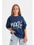 Kız Çocuk Disney Mickey & Minnie Oversize Geniş Kalıp Bisiklet Yaka Sweatshirt C7352A824AU 3