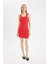 Coool Bodycon Vücudu Saran Basic Düz Fitilli Kaşkorse Kolsuz Mini Kırmızı Elbise A0732AX24SM 1