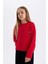 Kız Çocuk Bordo Standart Fit Bisiklet Yaka Triko Kazak C6973A824AU 5