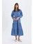 Relax Fit Gömlek Yaka Desenli Poplin Uzun Kollu Maxi Elbise D0569AX24HS 3