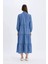 Relax Fit Gömlek Yaka Desenli Poplin Uzun Kollu Maxi Elbise D0569AX24HS 5