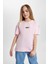 Kız Çocuk Oversize Geniş Kalıp Bisiklet Yaka Baskılı Kısa Kollu Tişört C1202A824SM 4