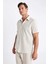 Regular Fit Yazlık Polo Yaka Pamuklu Basic Düz Kısa Kollu Gömlek D1057AX24SM 3