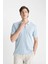 Slim Fit Dar Kesim Polo Yaka Kısa Kollu Fitilli Kaşkorse Yarım Fermuarlı Tişört D3948AX24SM 3