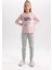 Kız Çocuk Desenli Uzun Kollu Pijama Takımı B3558A823WN 3