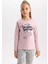 Kız Çocuk Desenli Uzun Kollu Pijama Takımı B3558A823WN 5