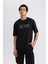 Fit Oversize Geniş Kalıp Bisiklet Yaka Nakışlı Kısa Kollu Tişört C1426AX24SM 1