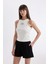 Slim Fit Dar Kesim Baskılı Halter Yaka Fitilli Kaşkorse Atlet D3606AX24SM 3