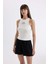 Slim Fit Dar Kesim Baskılı Halter Yaka Fitilli Kaşkorse Atlet D3606AX24SM 4