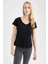 Regular Fit V Yaka Kısa Kollu %100 Pamuk Tişört K1507AZ22SM 3