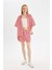 Coool Oversize Çizgili Poplin Kısa Kollu Gömlek D3835AX24HS 5
