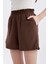Relax Fit Paperbag Bel Geniş Paça Keten Karışımlı Şort D3944AX24SM 5
