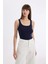 Slim Fit Dar Kesim Çizgili Yuvarlak Yaka Fitilli Kaşkorse Atlet D1357AX24SM 3