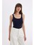 Slim Fit Dar Kesim Çizgili Yuvarlak Yaka Fitilli Kaşkorse Atlet D1357AX24SM 4