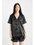 Saten Pijama Takımı Kısa Kollu Pijama Üstü Esnek Belli Şortlu Pijama Altı-Fall in Love D0915AX24SM 3