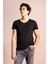 Slim Fit Dar Kesim V Yaka Kısa Kollu %100 Pamuk Basic Tişört M4791AZ23SM 3