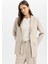 Oversize Geniş Kalıp Ceket Yaka Keten Karışımlı Blazer Ceket C6243AX24SM 1