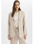 Oversize Geniş Kalıp Ceket Yaka Keten Karışımlı Blazer Ceket C6243AX24SM 3