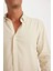 Relax Fit Polo Yaka Kısa Kollu Keten Karışımlı Pamuklu Uzun Kollu Gömlek C1106AX24SM 5
