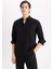 Regular Fit Polo Yaka Oxford Basic Düz Uzun Kollu Siyah Gömlek A8028AX24SP 4