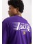 Fit NBA Los Angeles Lakers Oversize Geniş Kalıp Bisiklet Yaka Kısa Kollu Tişört V0775AZ23AU 2