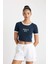 Fit NBA Brooklyn Nets Crop Bisiklet Yaka Ribana Kısa Kollu Tişört B9994AX24SM 4