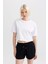 Boxy Fit Bisiklet Yaka Penye Basic Düz Kısa Kollu Tişört C7459AX24SM 1