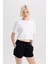 Boxy Fit Bisiklet Yaka Penye Basic Düz Kısa Kollu Tişört C7459AX24SM 3