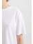 Boxy Fit Bisiklet Yaka Penye Basic Düz Kısa Kollu Tişört C7459AX24SM 4