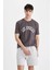 Regular Fit Bisiklet Yaka Baskılı Kısa Kollu Tişört C2487AX24SM 4