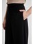 Klasik Chino Pantolon Culotte Siyah Basic Düz Normal Bel Cepli Geniş Paça C2052AX24SP 5