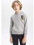 Erkek Çocuk Baskılı Kapüşonlu Kalın Sweatshirt B9012A823CW 1