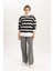 Relax Fit Bisiklet Yaka Çizgili Kalın Sweatshirt C1929AX23WN 2