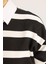 Relax Fit Bisiklet Yaka Çizgili Kalın Sweatshirt C1929AX23WN 5