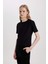 Regular Fit Bisiklet Yaka Penye Basic Düz Kısa Kollu Tişört W9584AZ24SM 4