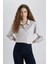 Oversize Geniş Kalıp Crop Poplin Uzun Kollu Gömlek C5026AX24SP 3