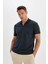 New Regular Fit Fermuarlı Kısa Kollu Basic Düz Polo Tişört C5586AX24SM 3
