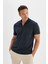 New Regular Fit Fermuarlı Kısa Kollu Basic Düz Polo Tişört C5586AX24SM 4