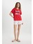Fall in Love Pijama Takımı Regular Fit Baskılı Kısa Kollu Üst Şort C0770AX24SM 2